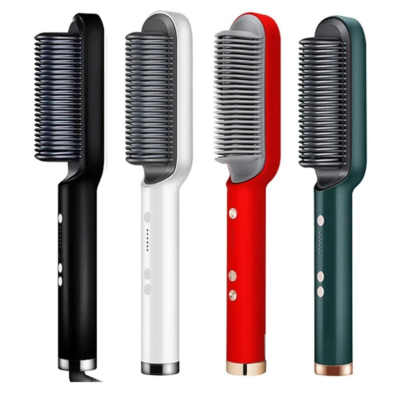 2-in-1 Electric Hair Straightening Comb & Styling Brush - Multicolors