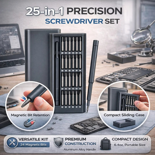 25-in-1 Precision Screwdriver Kit | Magnetic Bits & Case for iPhone, Laptop and Other Repairs