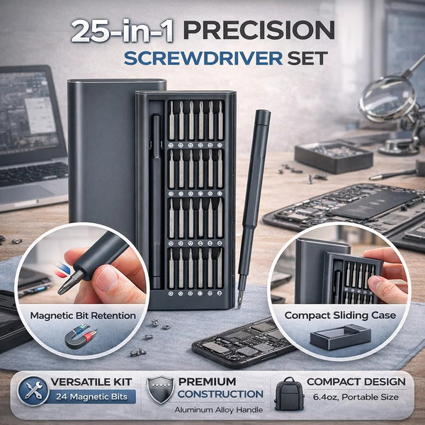 25-in-1 Precision Screwdriver Kit | Magnetic Bits & Case for iPhone, Laptop and Other Repairs