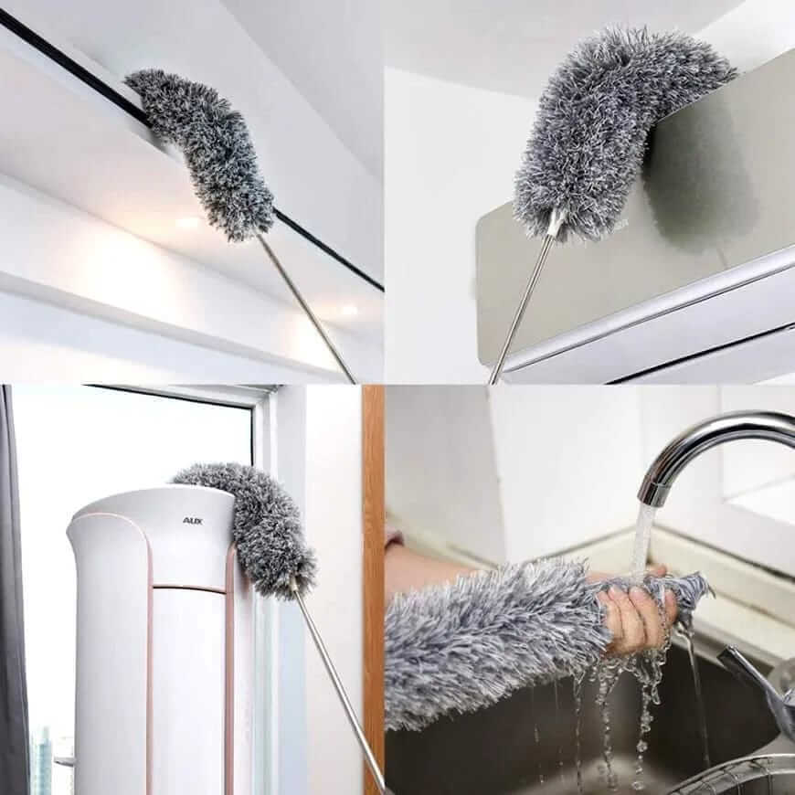 Extendible Microfiber Duster with 33–110 Inches Adjustable Pole, Bendable & Washable Head