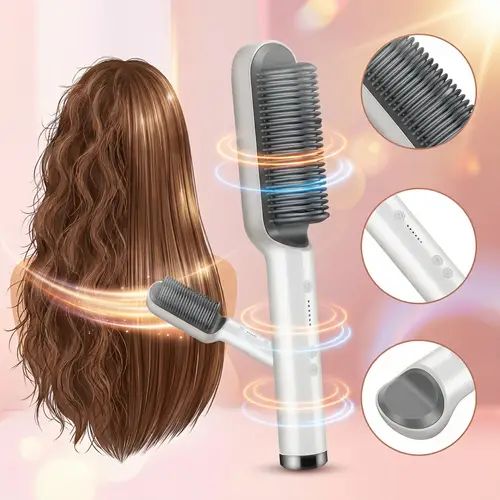2-in-1 Electric Hair Straightening Comb & Styling Brush - Multicolors